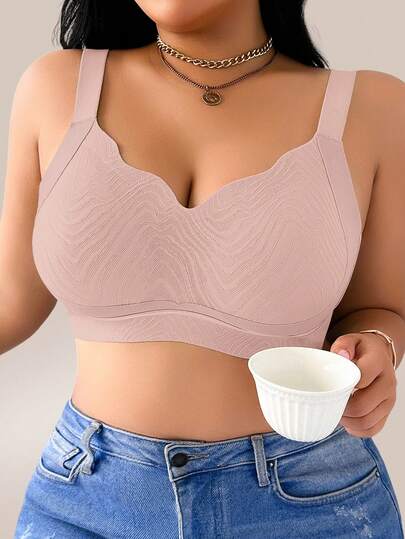 1 pièce Soutien-gorge sans couture confortable et sans fil pour femmes en grande taille, avec effet push-up