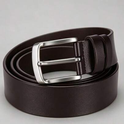 Nouvelle ceinture pour hommes, style business décontracté, pour extérieur et voyage, matériau PU durable avec boucle en métal d'alliage, design de boucle à ardillon pratique, convient pour s'assortir à divers pantalons, ceinture polyvalente