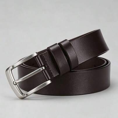 Nouvelle ceinture pour hommes, style business décontracté, pour extérieur et voyage, matériau PU durable avec boucle en métal d'alliage, design de boucle à ardillon pratique, convient pour s'assortir à divers pantalons, ceinture polyvalente