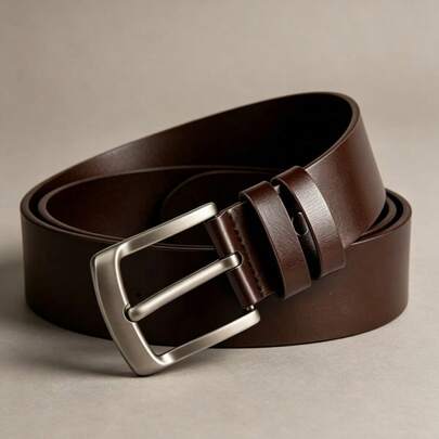 Nouvelle ceinture pour hommes, style business décontracté, pour extérieur et voyage, matériau PU durable avec boucle en métal d'alliage, design de boucle à ardillon pratique, convient pour s'assortir à divers pantalons, ceinture polyvalente
