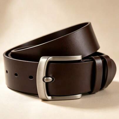 Nouvelle ceinture pour hommes, style business décontracté, pour extérieur et voyage, matériau PU durable avec boucle en métal d'alliage, design de boucle à ardillon pratique, convient pour s'assortir à divers pantalons, ceinture polyvalente
