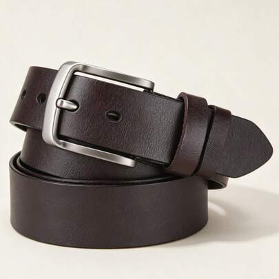 Nouvelle ceinture pour hommes, style business décontracté, pour extérieur et voyage, matériau PU durable avec boucle en métal d'alliage, design de boucle à ardillon pratique, convient pour s'assortir à divers pantalons, ceinture polyvalente