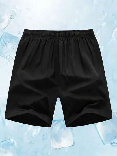 Short de sport pour hommes, couleur unie, avec cordon de serrage et poches, léger et confortable, convient pour les sports d'été et les tenues décontractées, noir