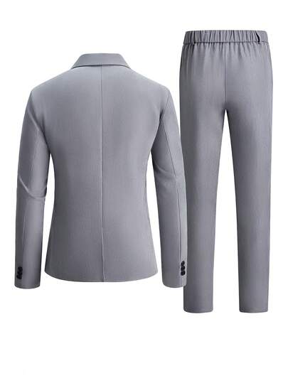 Manfinity Mode Ensemble de costume décontracté léger pour hommes, comprenant veste et pantalon, coupe slim, convient pour le printemps, l'été et l'automne