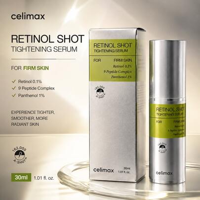 Celimax Retinol Shot Sérum Raffermissant 30ml, Sérum au Rétinol Coréen avec Complexe de Peptides, Sérum Visage Anti-Âge Raffermissant, Traitement Hydratant Anti-Rides pour une Peau Lisse et Radieuse