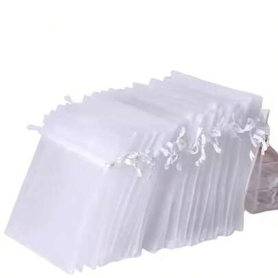 5/10/50/100 pièces Sacs en organza transparents unis, ensemble de couleurs mélangées, plusieurs tailles disponibles, sacs en maille avec cordon de serrage, convient pour l'emballage de cadeaux de mariage, l'emballage de bijoux, l'emballage de cadeaux, l'e