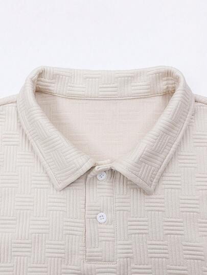 Polo décontracté pour homme, unicolore et texturé, pour le trajet quotidien