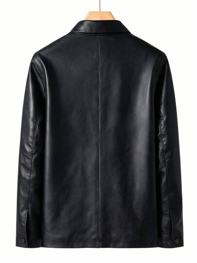 Veste noir décontractée mode automne/hiver pour hommes, veste minimaliste polyvalente avec col à revers