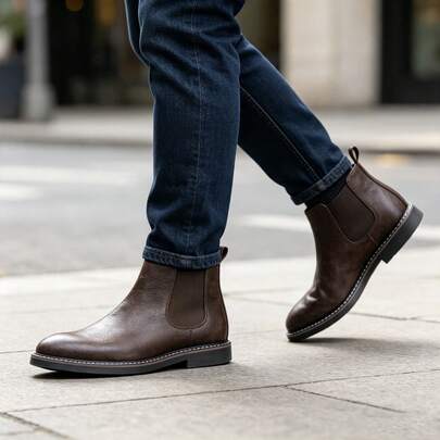 Bottes Chelsea pour hommes, bottes de bureau décontractées, bottes de cheville rétro