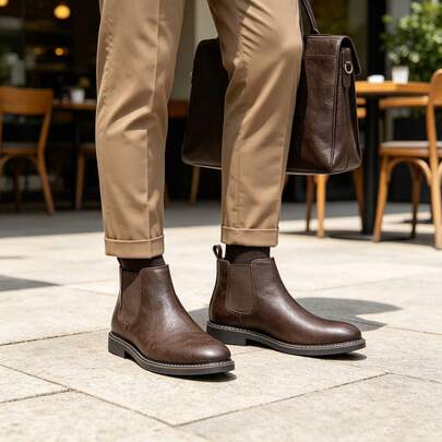 Bottes Chelsea pour hommes, bottes de bureau décontractées, bottes de cheville rétro