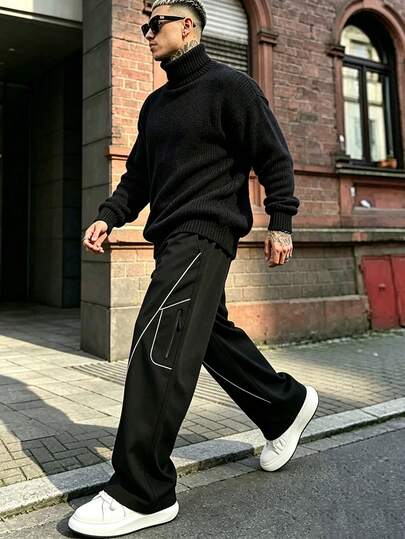 Pantalon de survêtement décontracté ample à jambe droite pour hommes, pantalon long de mode printemps/été