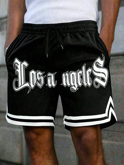 Short bermuda de sport décontracté pour hommes, short ample style street avec cordon de serrage élastique, convient pour la maison et les sports de plein air