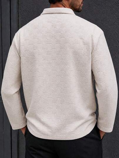 Polo décontracté pour homme, unicolore et texturé, pour le trajet quotidien