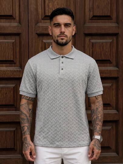 Lookun Chemise polo pour hommes, col polo, manches courtes, tricotée, coupe ample, décontractée, printemps/été