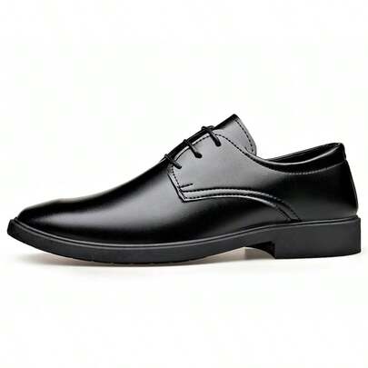 idocity Chaussures habillées à lacets noires pour hommes, en PU souple, chaussures formelles pour affaires et mariages