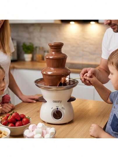 CAMRY Fontaine à chocolat, Fontaine à fondue de chocolat, Fontaine à chocolat à faire fondre - Capacité de 500 ml, 3 niveaux, Pièces amovibles, Réglages de chauffage et de rotation séparés, Indicateur de puissance, 80W (Max 190W)