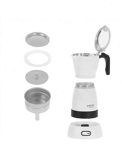 CAMRY Cafetière électrique Moka, cafetière électrique, machine à expresso sans plaque de cuisson - Design compact, soupape de sécurité, portable, blanche