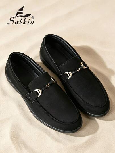 Salkin Mocassins classiques de designer faits main pour hommes, luxe abordable, chaussures sans lacets, mocassins doux, chaussures décontractées quotidiennes pour hommes, chaussures de conduite à semelle plate