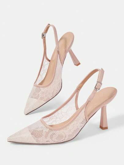 CUCCOO HITCHD Nouvelles chaussures d'été à talons hauts aiguilles en dentelle brodée avec bout pointu, élégantes et romantiques, escarpins blancs pour femmes, chaussures de mariée pour la saison des mariages