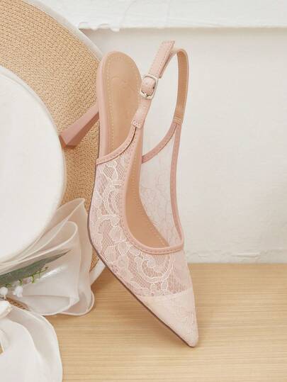 CUCCOO HITCHD Nouvelles chaussures d'été à talons hauts aiguilles en dentelle brodée avec bout pointu, élégantes et romantiques, escarpins blancs pour femmes, chaussures de mariée pour la saison des mariages