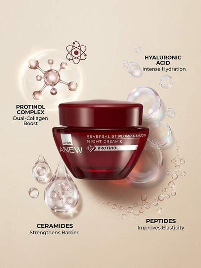 Avon Anew Reversalist Plump & Smooth Night Cream 50 ml – Moisturizer, Anti-Aging, For Mature Skin, Protinol, Suitable For Overnight Skincare Routine
