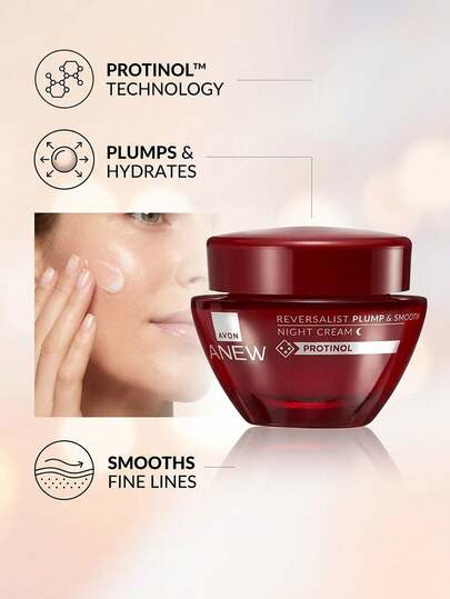 Avon Anew Reversalist Plump & Smooth Night Cream 50 ml – Moisturizer, Anti-Aging, For Mature Skin, Protinol, Suitable For Overnight Skincare Routine