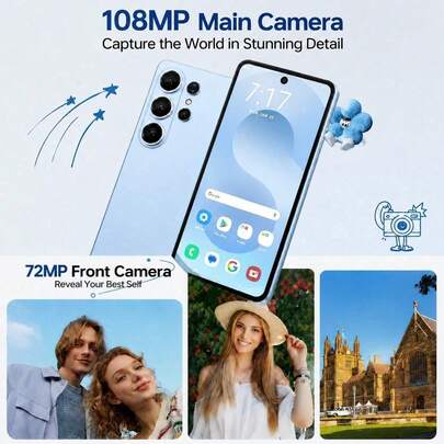Téléphone S26 Ultra 5G, Smartphone déverrouillé double SIM avec grand écran de 6,9", 1 To de stockage, appareil photo 108 MP & batterie 8000 mAh