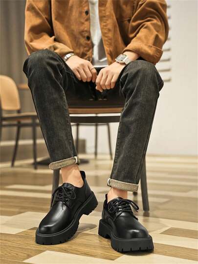 Chaussures Derby à gros orteil, nouveau style pour hommes, semelle épaisse, augmentant la hauteur, décontractées, style britannique, chaussures de travail, chaussures de marche quotidiennes d'affaires