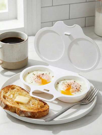 1 pièce Cuiseur à œufs pour micro-ondes, plastique PP résistant à la chaleur sans électricité, tasse à œufs à double couche avec base isolante, outil de cuisson de petit-déjeuner gain de place, pour la maison, le bureau, le dortoir, gadget de cuisine faci