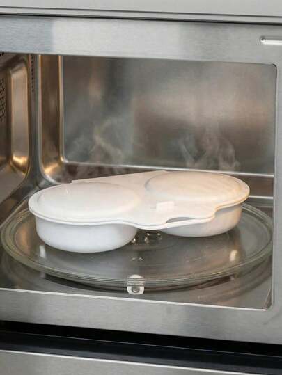 1 pièce Cuiseur à œufs pour micro-ondes, plastique PP résistant à la chaleur sans électricité, tasse à œufs à double couche avec base isolante, outil de cuisson de petit-déjeuner gain de place, pour la maison, le bureau, le dortoir, gadget de cuisine faci
