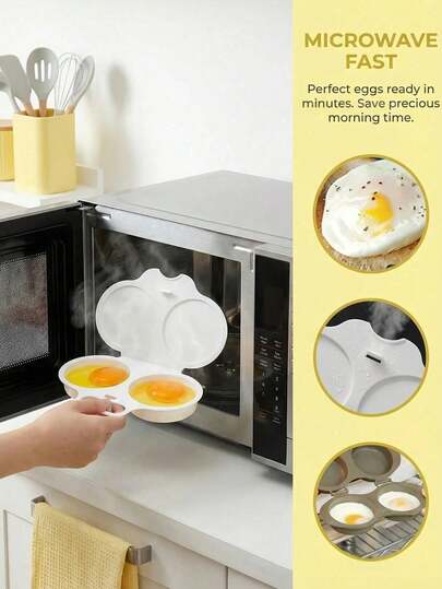 1 pièce Cuiseur à œufs pour micro-ondes, en plastique PP résistant à la chaleur sans électricité, tasse à œufs à double couche avec base isolante, outil de cuisson pour le petit-déjeuner gain de place, pour la maison, le bureau, le dortoir, gadget de cuis