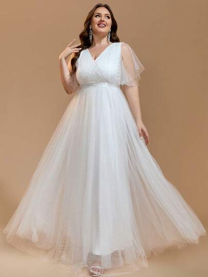 Robe de soirée élégante à col en V pour femmes grandes tailles, convient pour mariage, douche nuptiale, enterrement de vie de jeune fille, bal de promo, retour à la maison, avec design de paillettes scintillantes
