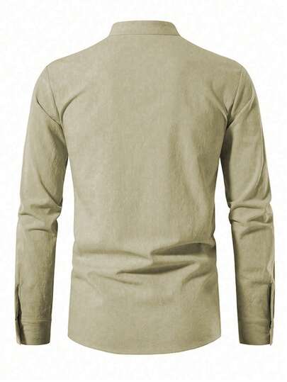 Chemise à manches longues avec laçage devant pour hommes, automne