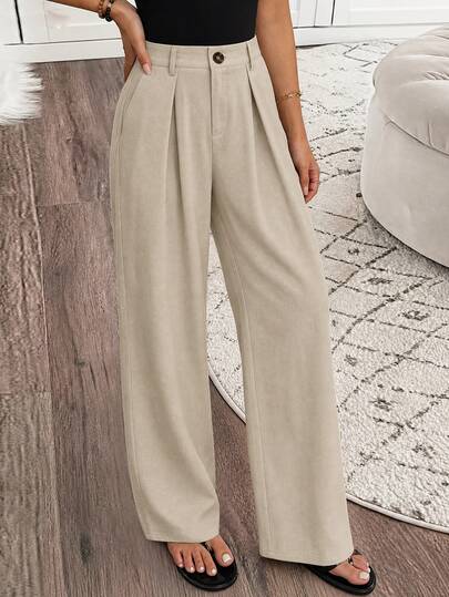 Holidaya Pantalon long ample plissé avec poches et boutons pour femmes