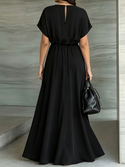 Weeklong Robe de vacances décontractée grande taille pour femmes, printemps-été, patchwork de dentelle, couleur contrastée, taille cintrée, coupe trapèze
