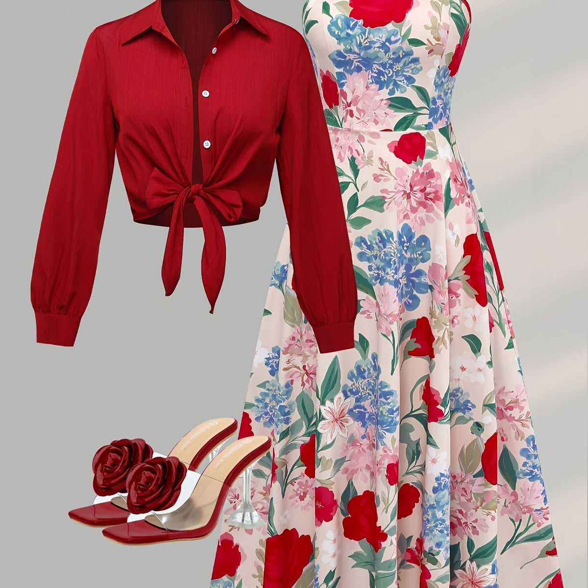 Ensemble deux pièces chic pour femmes, robe manches longues et veste, adapté aux rendez-vous et aux trajets