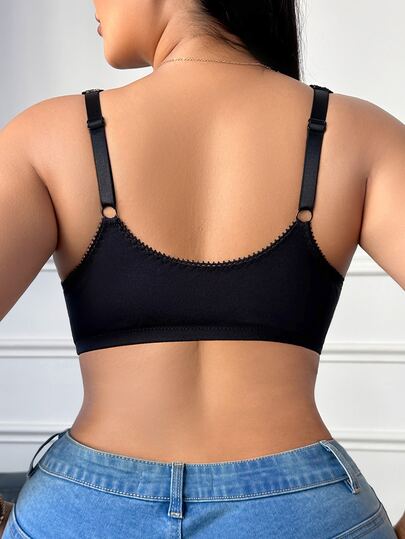 DesireSculpt Soutien-gorge à fermeture frontale avec patchwork en dentelle pour femmes grandes tailles