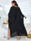 Swim Lushoire Robe De Plage Unicolore Manches Chauve-Souris Sans Bikini