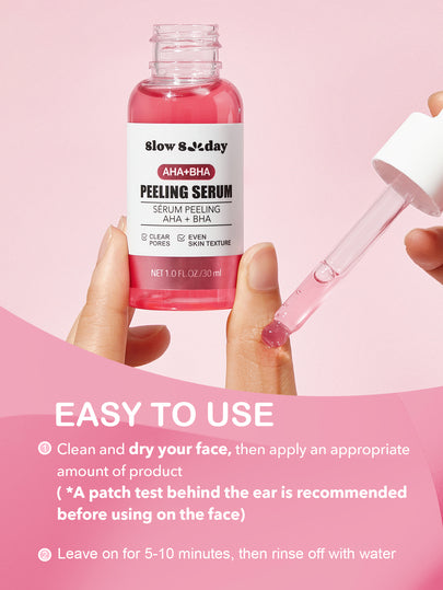 Sérum de peeling AHA + BHA SlowSunday, avec acide lactobionique et acide salicylique, ciblant précisément le teint terne, la rugosité, les imperfections, exfoliant, convient aux peaux grasses, convient pour l'été, Y2K, Halloween
