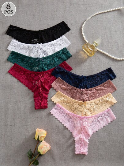 Snug Zone 8 pièces/set Culotte lingerie romantique en dentelle multicolore pour femmes
