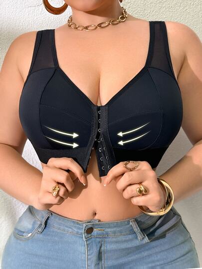 Elacene Soutien-gorge de couleur unie à fermeture avant, convient pour un port quotidien, tailles
