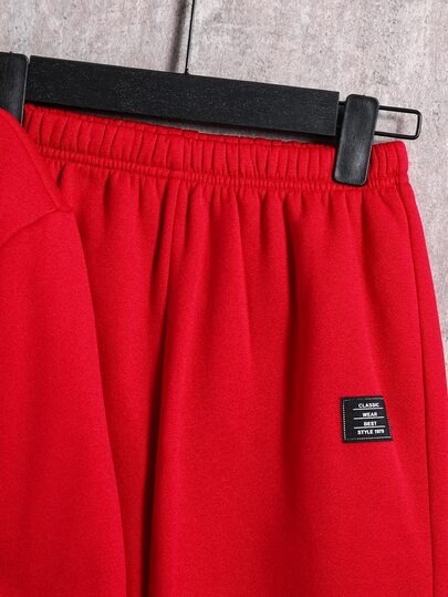 Ensemble 3 pièces pour garçon préadolescent, tenue décontractée de rentrée scolaire rouge et noire, sweat-shirt col rond à imprimé lettres, pantalon tricoté d'hiver, gilet matelassé épais pour l'automne