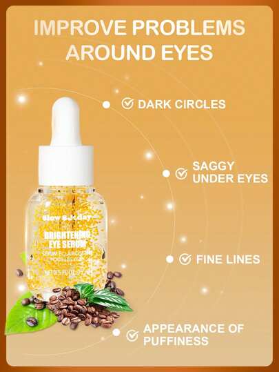 Sérum éclaircissant pour les yeux Slow Sunday, à la caféine, hydratant et éclaircissant, convient pour les cernes, les ridules et les poches sous les yeux, bon choix pour les vacances, les essentiels de voyage, Halloween, convient pour les soins des yeux