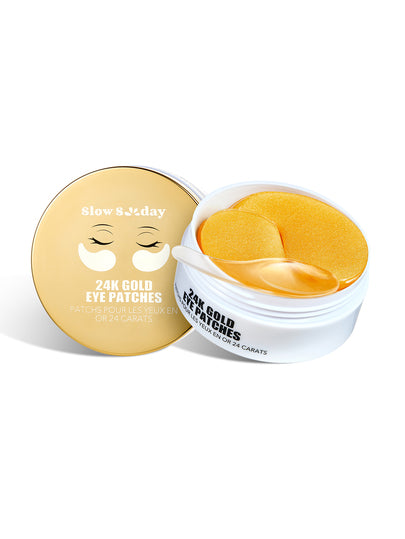 SlowSunday Patchs pour les yeux en or 24K, 60 pièces, Masque pour les yeux au collagène coréen, Patchs sous les yeux, Avec or 24K & collagène & hyaluronate de sodium, Diminue les poches sous les yeux, Améliore les cernes, Pour les yeux gonflés, Y2K, Idéal