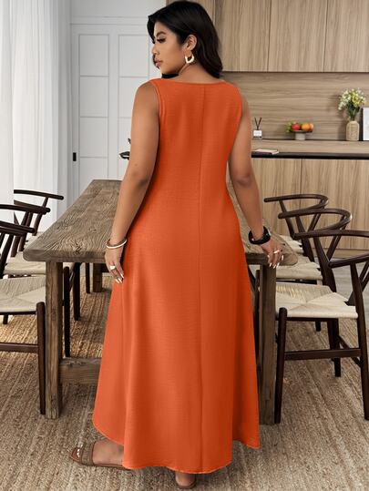 Weeklong Robe d'été décontractée de grande taille, couleur unie, col cranté, décoration de boutons