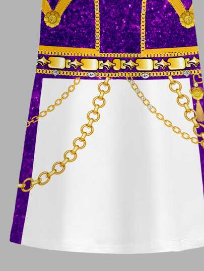 Robe imprimé chaîne 1 pièce pour jeune fille