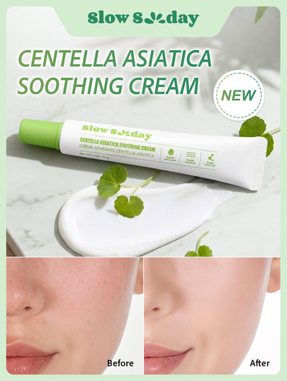 Crème apaisante Slow Sunday à la Centella Asiatica, Centella Asiatica, hydratante, éclaircissante et raffermissante pour la peau, K Beauty, bon choix pour les vacances, les essentiels de voyage, Halloween, convient pour les soins des yeux en été