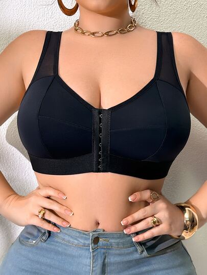 Elacene Soutien-gorge de couleur unie à fermeture avant, convient pour un port quotidien, tailles
