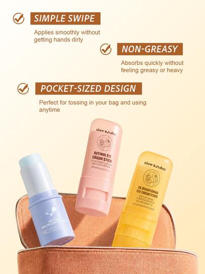 Bâton de crème pour les yeux éclaircissant Slow Sunday VC, à la vitamine C, hydratant, éclaircissant et raffermissant pour la peau, K Beauty, bon choix pour les vacances, les essentiels de voyage, Halloween, convient pour les soins des yeux en été