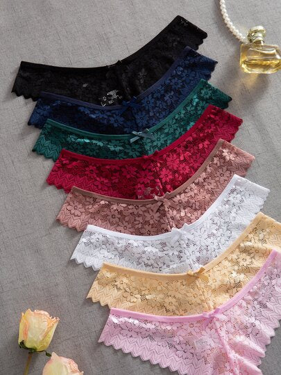 Snug Zone 8 pièces/set Culotte lingerie romantique en dentelle multicolore pour femmes